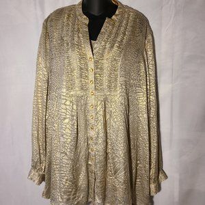 Holiday ready Chico's sz 3 XL shiny gold tunic top